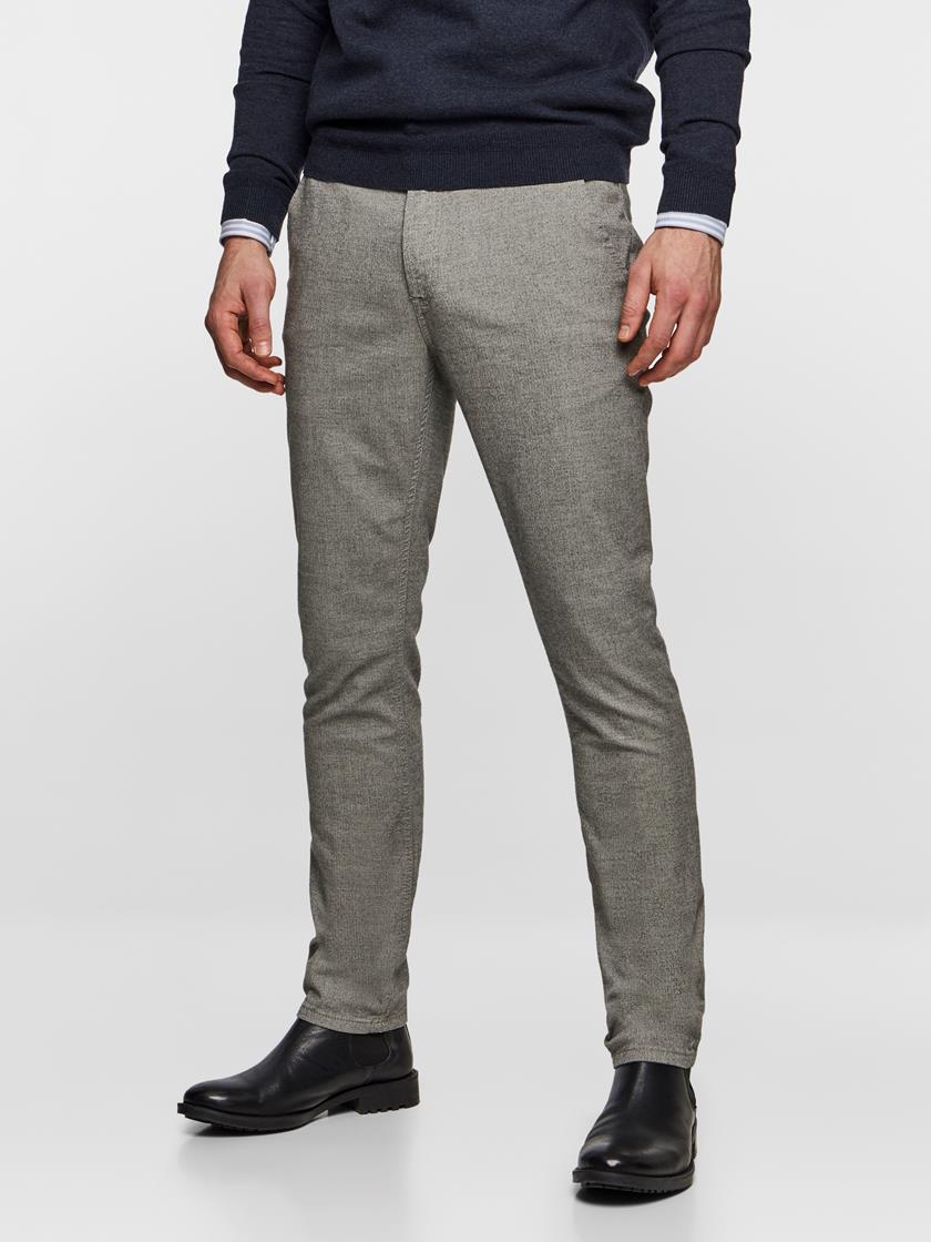 SLIM CHINO LIGHT GREY MELANGE STRETCH IEF