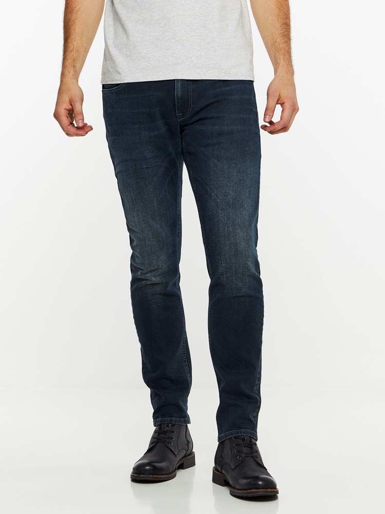 SLIM WILL BLUE OVERDYED STRETCH JEANS 7239664_DAB-HENRYCHOICE-A19-Modell-front_95548_SLIM WILL BLUE OVERDYED STRETCH JEANS DAB.jpg_Front||Front