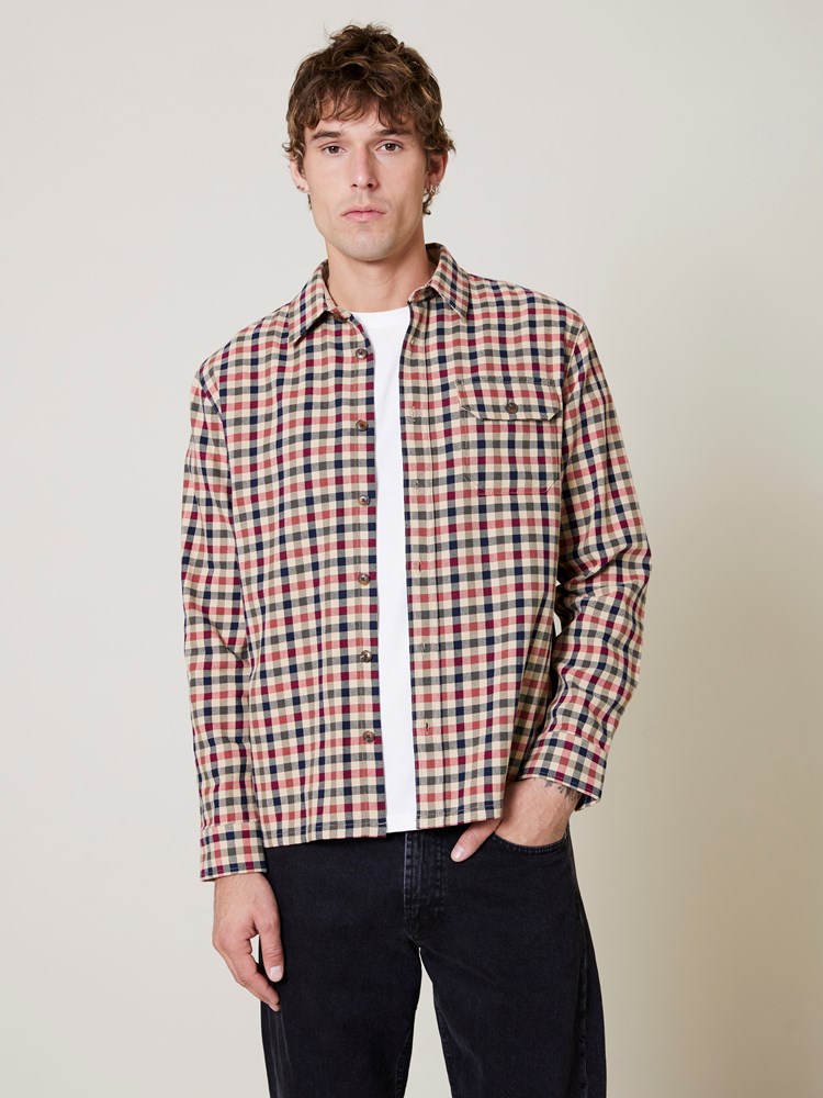 Worker check shirt Worker check shirt Pale khaki 4_Worker check shirt AAU.jpg_